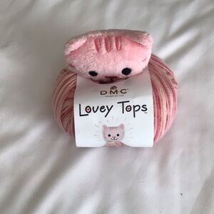 DMC Lovey tops pacifier clip and yarn blanket kit kitty plush pattern inside
